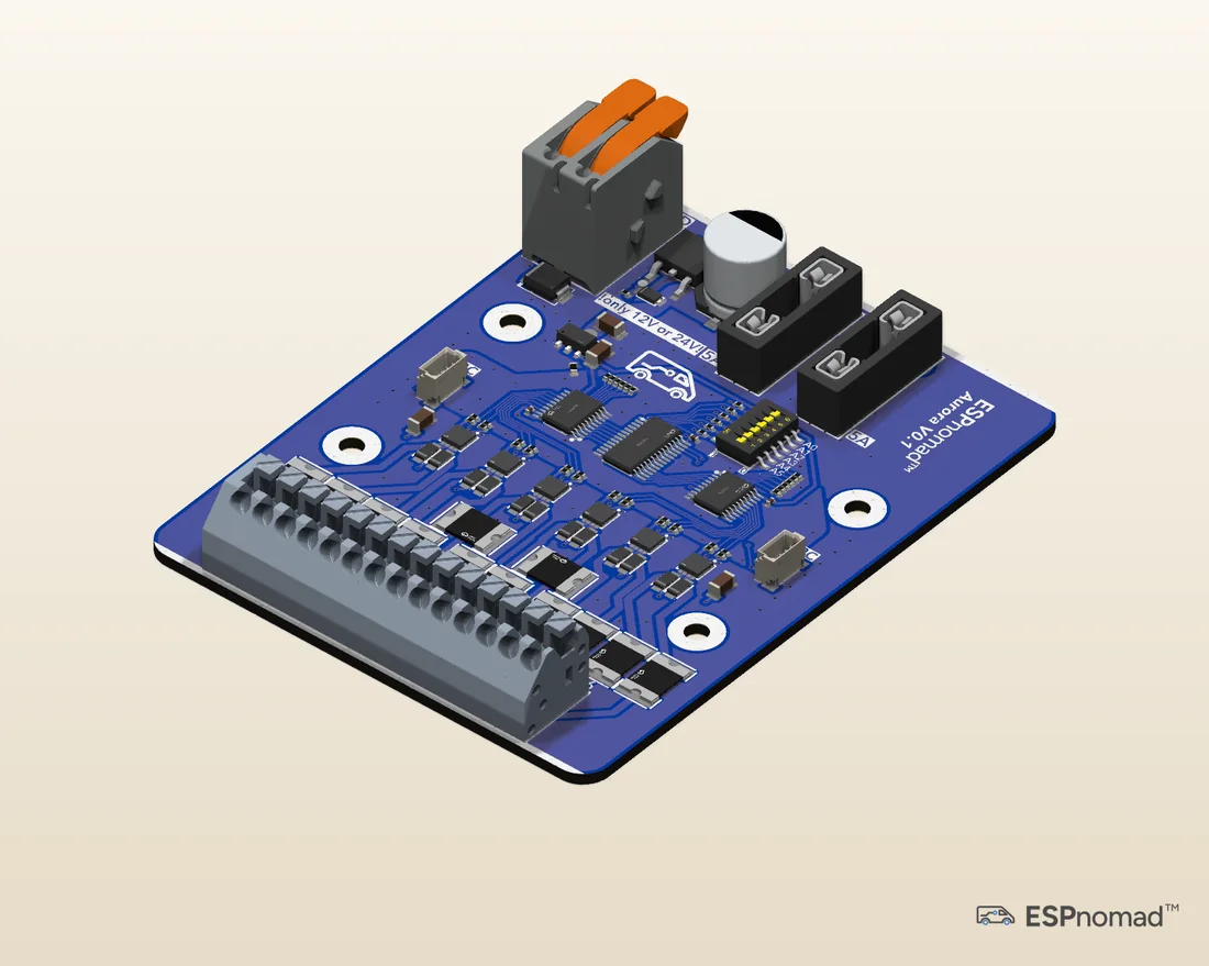 Aurora board, angled view render
